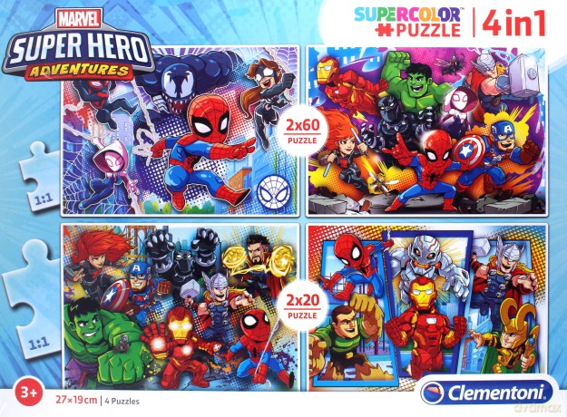CLEMENTONI 4w1 Superhero [PUZZLE]