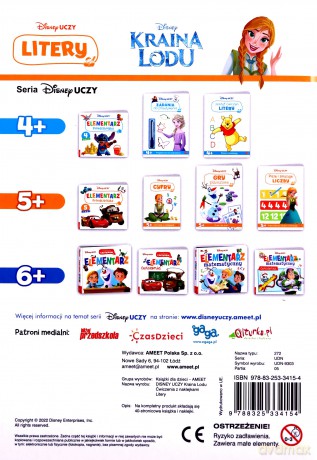 Disney Uczy Kraina Lodu Ćwiczenia z naklejkami Litery [KSIĄŻKA]