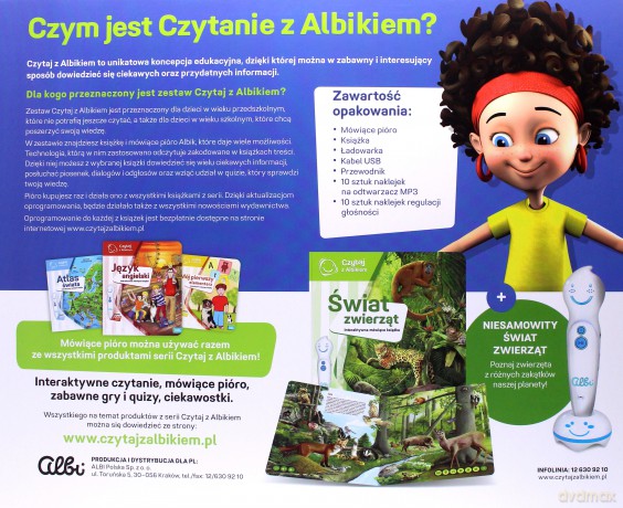 Czytaj z Albikiem. Zestaw pióro + Świat zwierząt