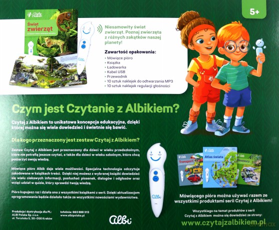 Czytaj z Albikiem. Zestaw pióro + Świat zwierząt