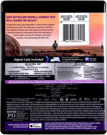 Star Wars: Episode IV - A New Hope (Gwiezdne wojny: Część IV - Nowa nadzieja) [Blu-Ray 4K]+[Blu-Ray]