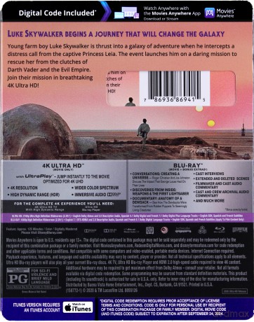 Star Wars: Episode IV - A New Hope (Gwiezdne wojny: Część IV - Nowa nadzieja) [Blu-Ray 4K]+[Blu-Ray]