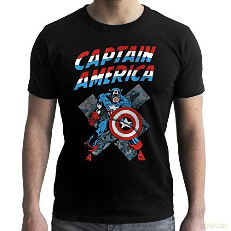 MARVEL Tshirt Captain America Vintage man SS black new fit L