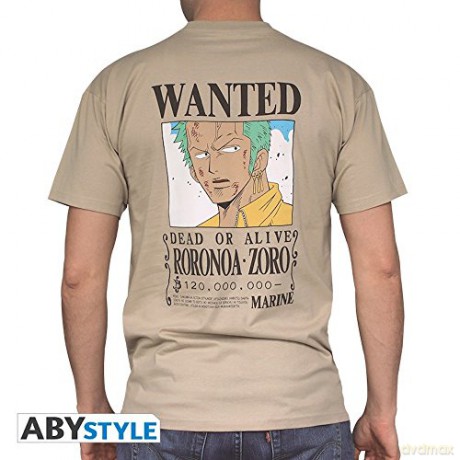 ONE PIECE Tshirt Wanted Zoro man SS sand basic XXL