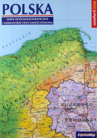 Polska Mapa ogólnogeograficzna i administracyjno-samochodowa laminowana mapa XXL 1:1 000 000
