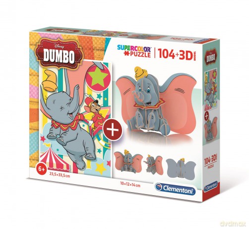 CLEMENTONI 104 el. el + 3d model Dumbo (20169) [PUZZLE]