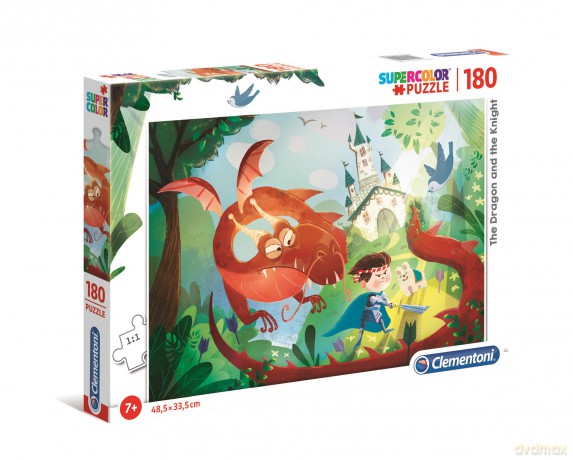 CLEMENTONI 180 el. el super kolor Smok i rycerz (29209) [PUZZLE]