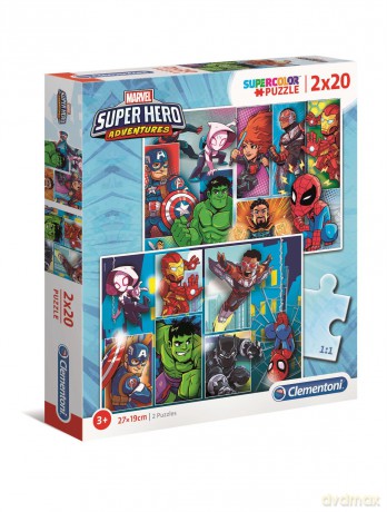 CLEMENTONI 2x20 el. super kolor Superhero (24768) [PUZZLE]