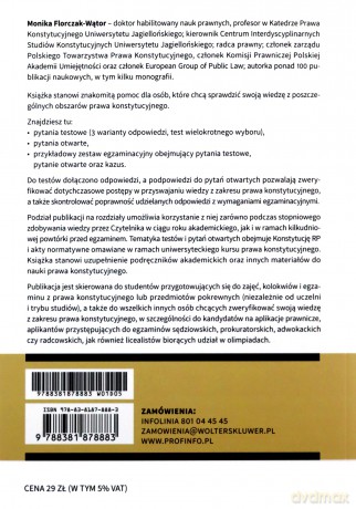 Prawo konstytucyjne. Testy pytania i odpowiedzi - Monika Florczak-Wątor [KSIĄŻKA]