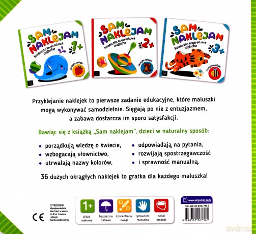 Sam naklejam. Książeczka kontrastowa malucha 1+. Okrągłe naklejki [KSIĄŻKA]