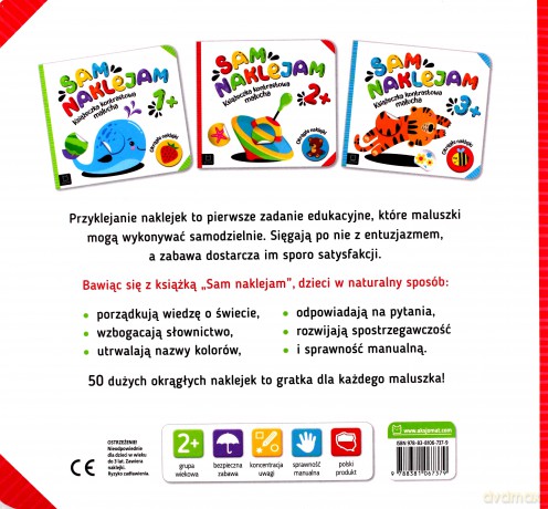 Sam naklejam. Książeczka kontrastowa malucha 2+. Okrągłe naklejki [KSIĄŻKA]