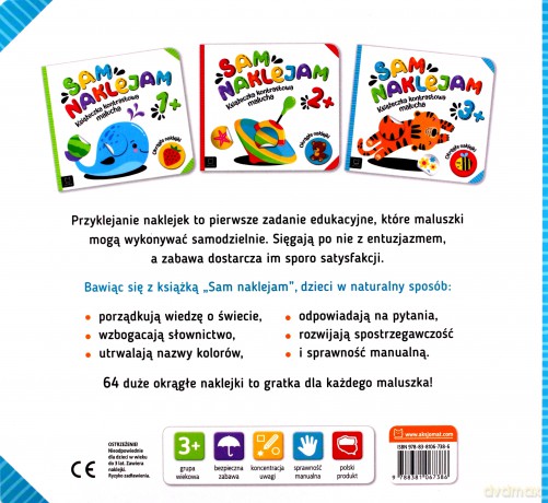 Sam naklejam. Książeczka kontrastowa malucha 3+. Okrągłe naklejki [KSIĄŻKA]