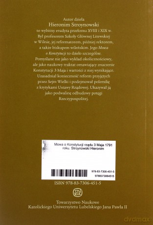 Mowa o konstytucji rządu 3 maja 1791 r. - Hieronim Stroynowski [KSIĄŻKA]