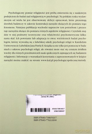 Psychologiczny pomiar religijności - Marek Red.Jarosz [KSIĄŻKA]