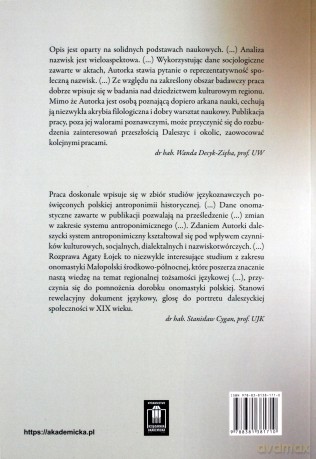Antroponimia Kielecczyzny I połowy XIX w. na przykładzie nazwisk mieszkańców parafii Daleszyce - Agata Łojek [KSIĄŻKA]