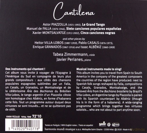 Tabea Zimmermann Javier Perianes: Cantilena (digipack) [CD]