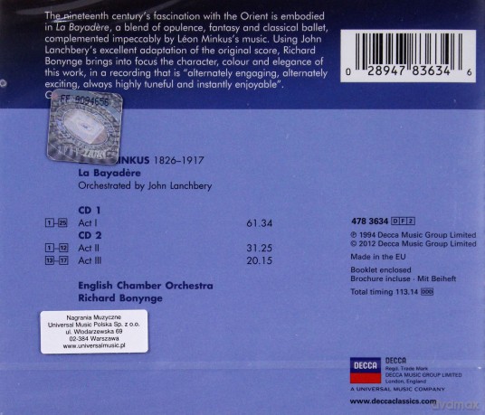 Richard Bonynge: Minkus:La Bayadere (Ballet Edition) [2CD]