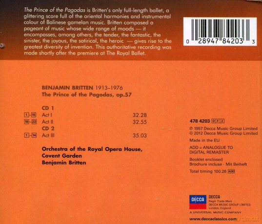 Benjamin Britten: Britten:The Prince Of The Pagodas (Ballet Edition) [2CD]