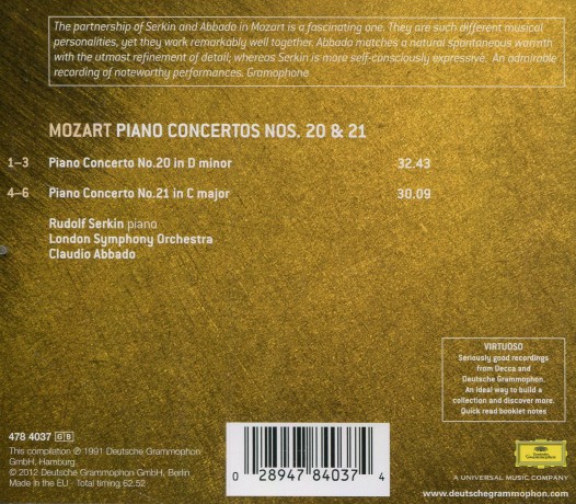 Rudolf Serkin: Mozart:Piano Conc 20&21 [CD]