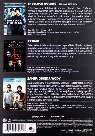 Robert Downey Jr.: Zodiak / Sherlock Holmes / Zanim odejdą wody [4DVD]