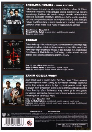 Robert Downey Jr.: Zodiak / Sherlock Holmes / Zanim odejdą wody [4DVD]
