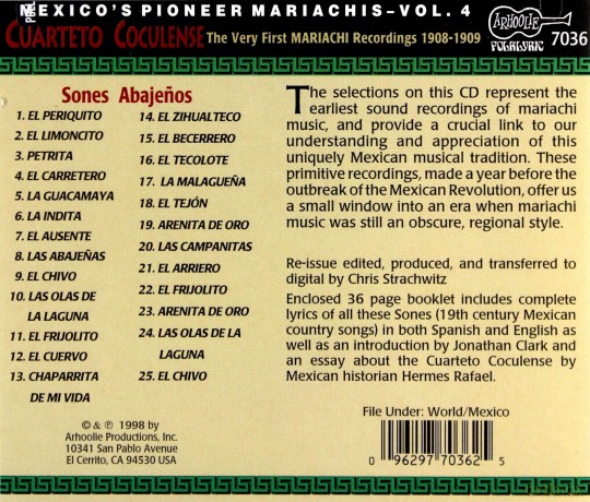 Cuarteto Cocule: Mexico's Pioneer Mariachi [CD]