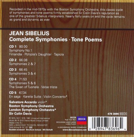 Colin Davis: Sibelius:Complete Symphonies (Collectors Edition) [5CD]