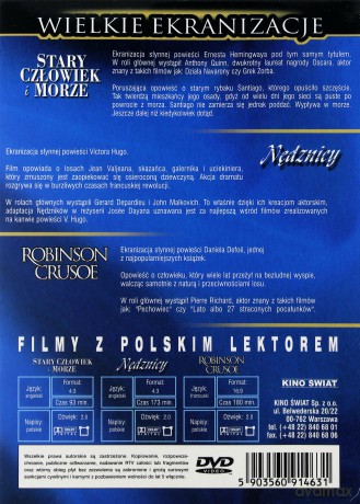 Wielkie ekranizacje: Stary człowiek i morze / Nędznicy / Robinson Crusoe BOX [3DVD]