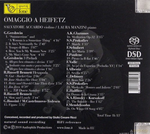 Accardo Salvatore, Manzini Laura: Omaggio A Heifetz [CD]