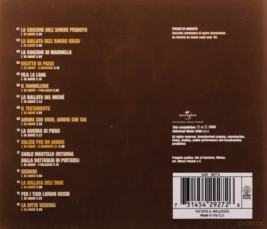 Fabrizio De Andre: Peccati Di Gioventu' [CD]