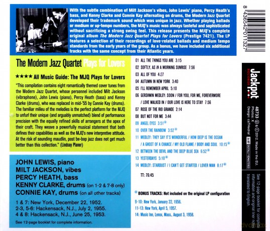 Modern Jazz Quartet: Plays for Lovers + 6 Bonus Tracks [CD]