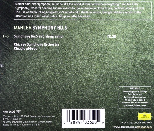 Claudio Abbado: Mahler:Symphony 5 (Virtuoso) [CD]