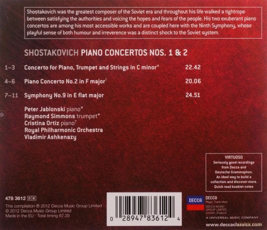 Vladimir Ashkenazy: Shostakovichiano Conc 1 & 2 (Virtuoso) [CD]