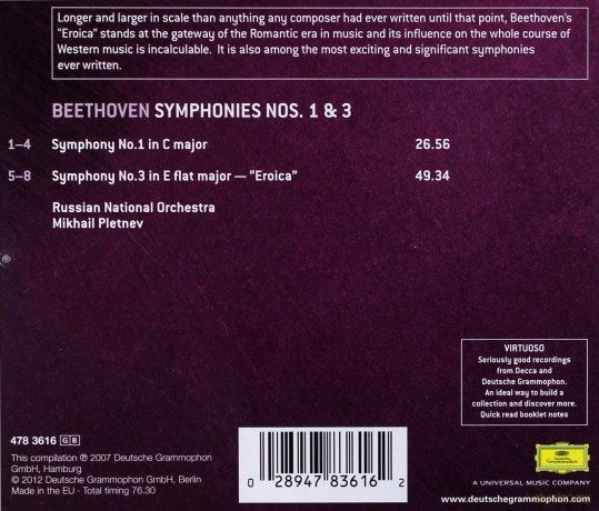 Mikhail Pletnev: Beethoven:Symphonies 1 & 3 (Virtuoso) [CD]