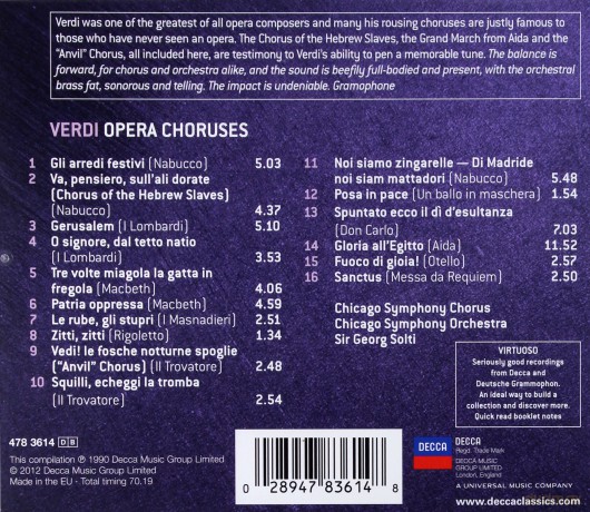 Georg Solti: Verdi:Choruses (Virtuoso) [CD]