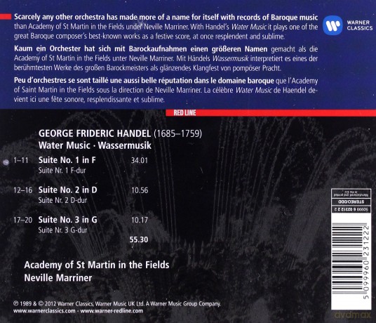 Neville (Sir) Marriner: Red Line - Water Music [CD]