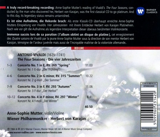 Mutter/Karajan/Wiener Philharmoniker: Red Line - The Four Seasons [CD]