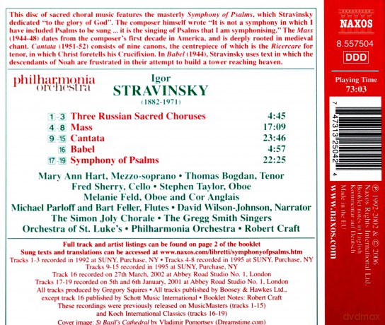 Igor Stravinsky: Stravinsky - Symphony of Psalms; Mass; Cantata [CD]