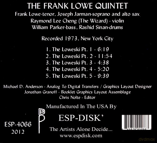 Frank Lowe: The Loweski [CD]