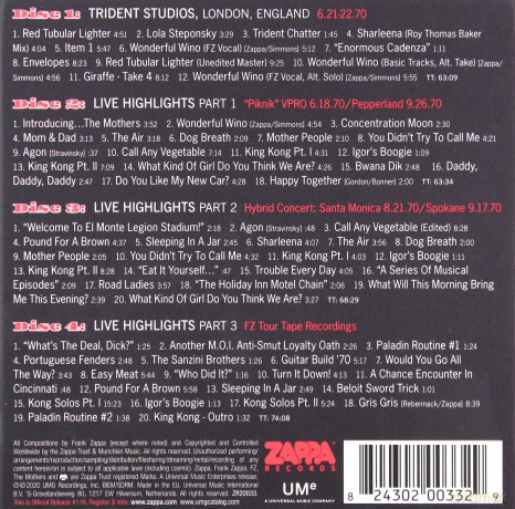 Frank Zappa: The Mothers 1970 [4CD]