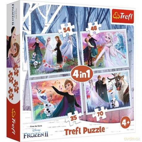 TREFL 4w1 W magicznym lesie Frozen 2 Kraina Lodu [PUZZLE]