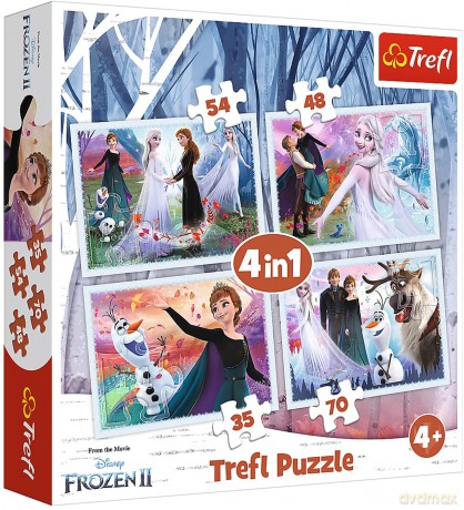 TREFL 4w1 W magicznym lesie Frozen 2 Kraina Lodu [PUZZLE]