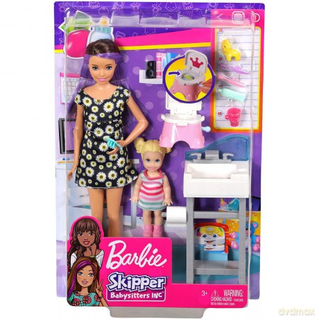 Barbie Opiekunka dziecięca zestaw FJB01