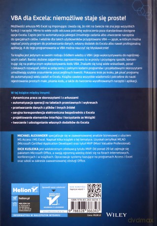 Excel 2019 PL. Programowanie w VBA. Vademecum Walkenbacha - Michael Alexander, Dick Kusleika [KSIĄŻKA]