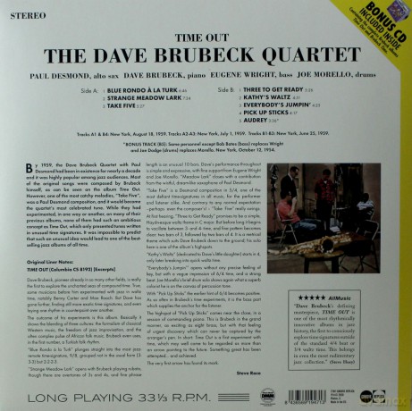 The Dave Brubeck Quartet: Time Out (+Bonus Cd Digipack Time Out + Brubeck Time) [Winyl]