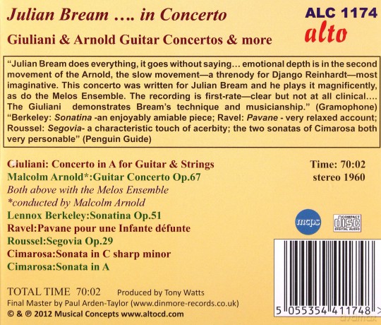 Julian Bream: Guitar Concertos & More: Giuliani / Arnold / Berkeley Sonatina / Cimarosa / Roussel [CD]