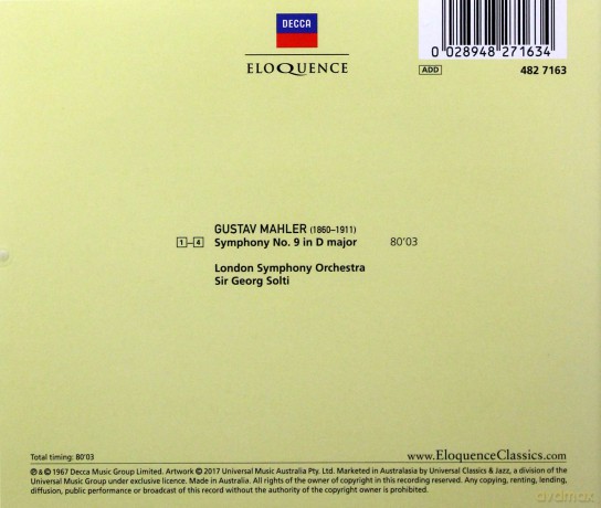 Georg Solti: Mahler: Symphony No.9 [CD]