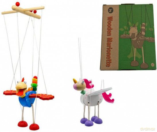 Drewniana marionetka jednorżec, smok