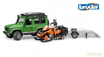 Land Rover z lawetą, skuterem śnieżnym i figurką