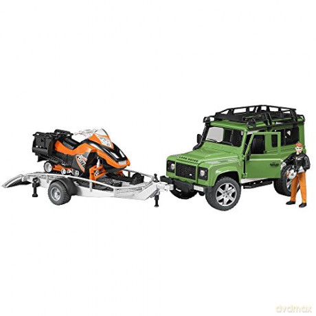 Land Rover z lawetą, skuterem śnieżnym i figurką